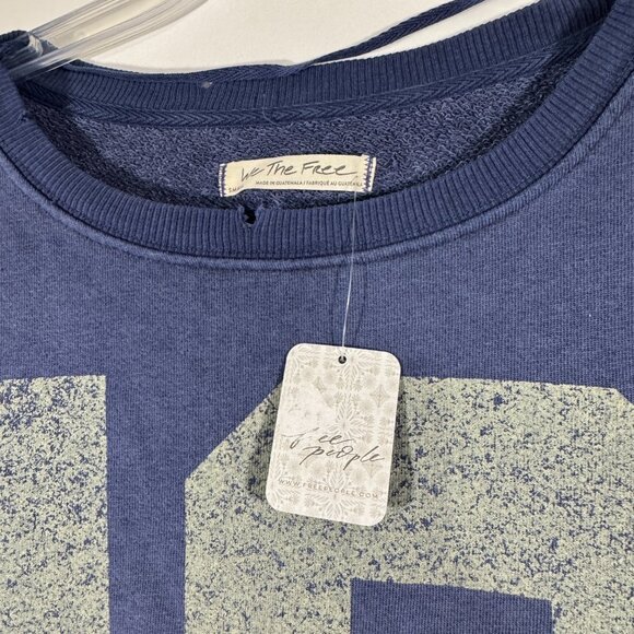 Free People Graphic 13 Camden Sweatshirt Size Small Blue NWT - Picture 6 of 8